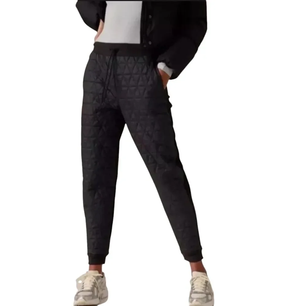 Athleta Solstice Quilted Jogger Pants Black Women's Size 6 Tall NWOT - Picture 2 of 6